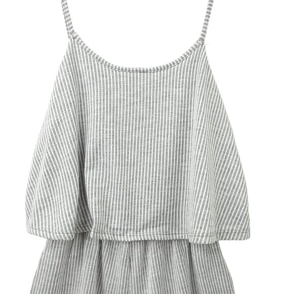 Caution To The Wind Striped Romper M Tie Front Shorts Tank Sleeveless Boho Gray - Picture 15 of 16